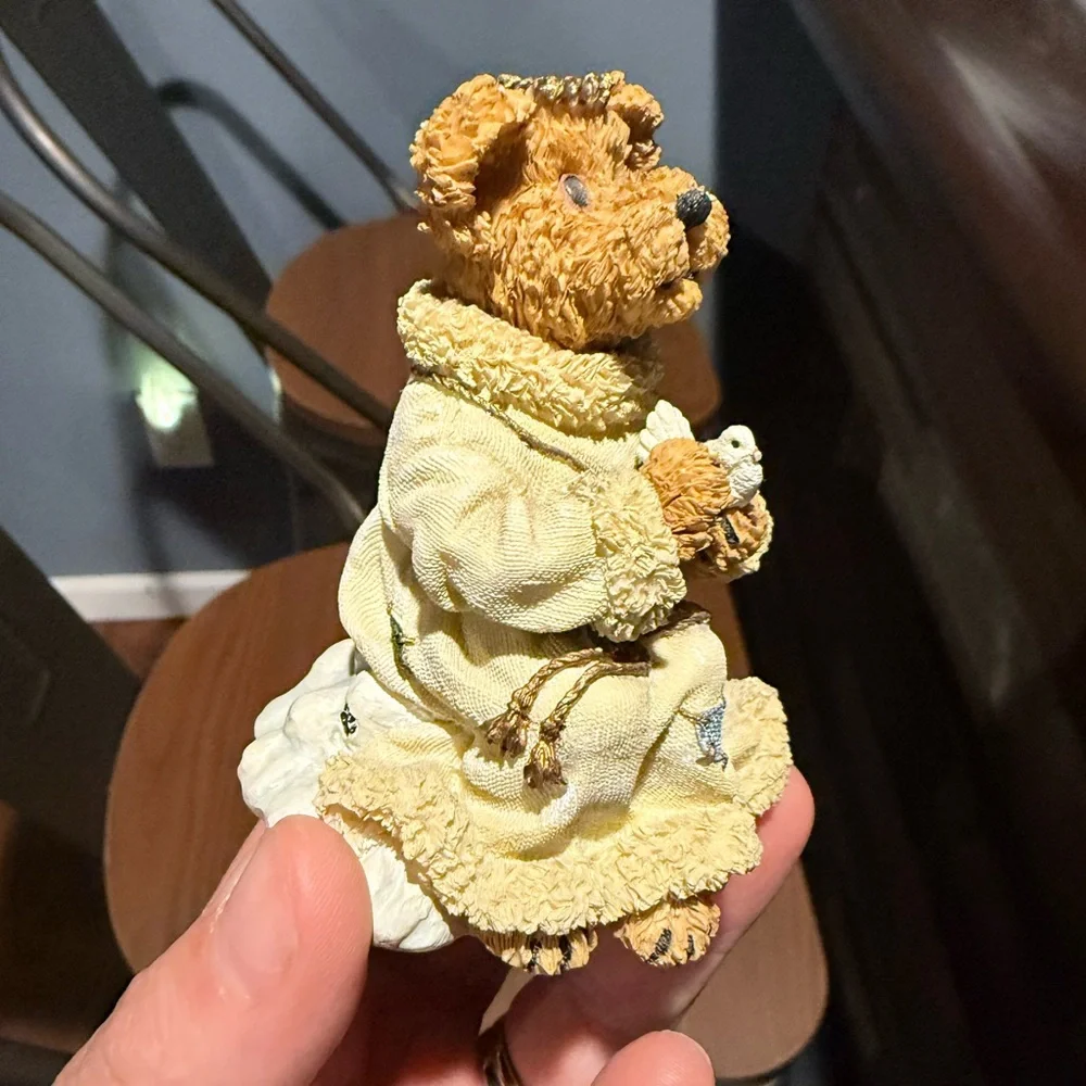 Vintage Cherished Bear Angel Figurine - Yellow